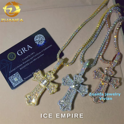 Iced Out Cross 925 Silver Pendant