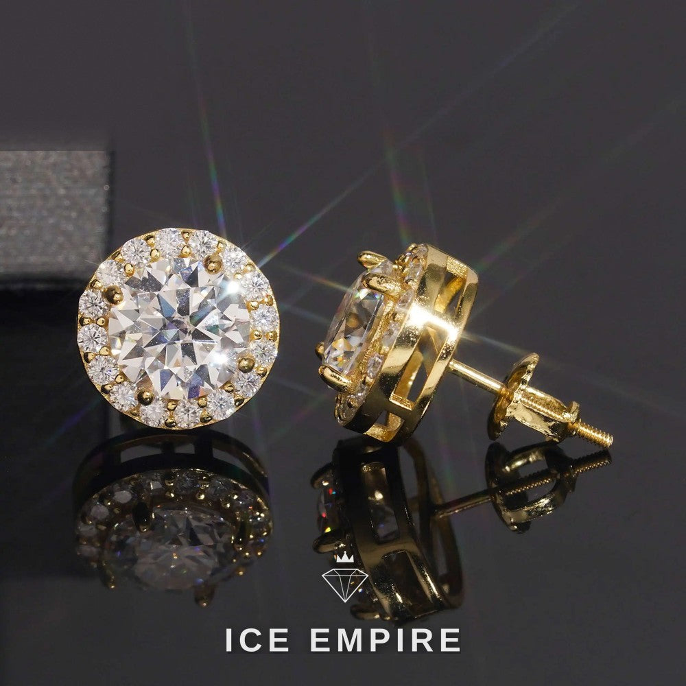 Iced Out 925 Silver Moissanite Stud Earrings