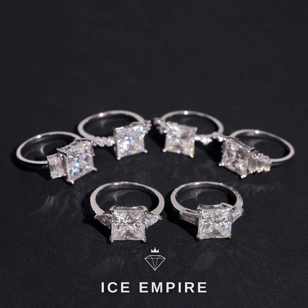 Iced Out Rose Gold Plated Moissanite Engagement Ring