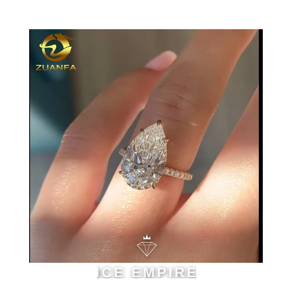Iced Out 10K Gold Moissanite Engagement Ring