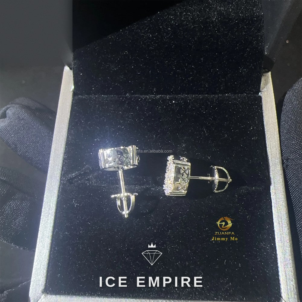 Iced Out 925 Silver Moissanite Stud Earrings