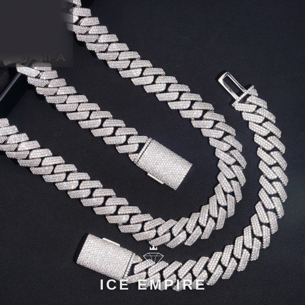 Iced Out 925 Silver Moissanite Cuban Chain