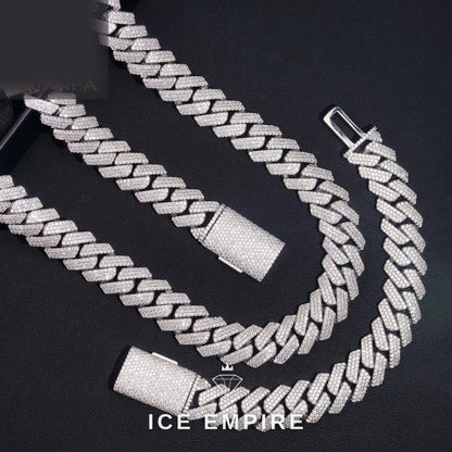 Iced Out 925 Silver Moissanite Cuban Chain
