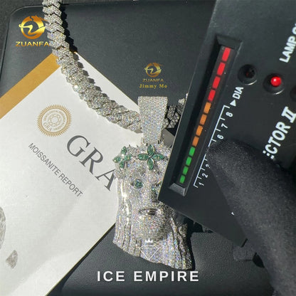 Iced Out 925 Silver Moissanite Cuban Chain