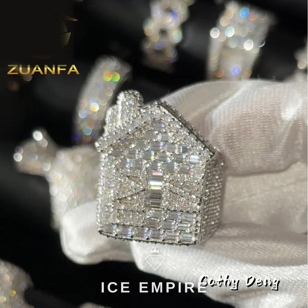 Iced Out 925 Silver Moissanite Ring