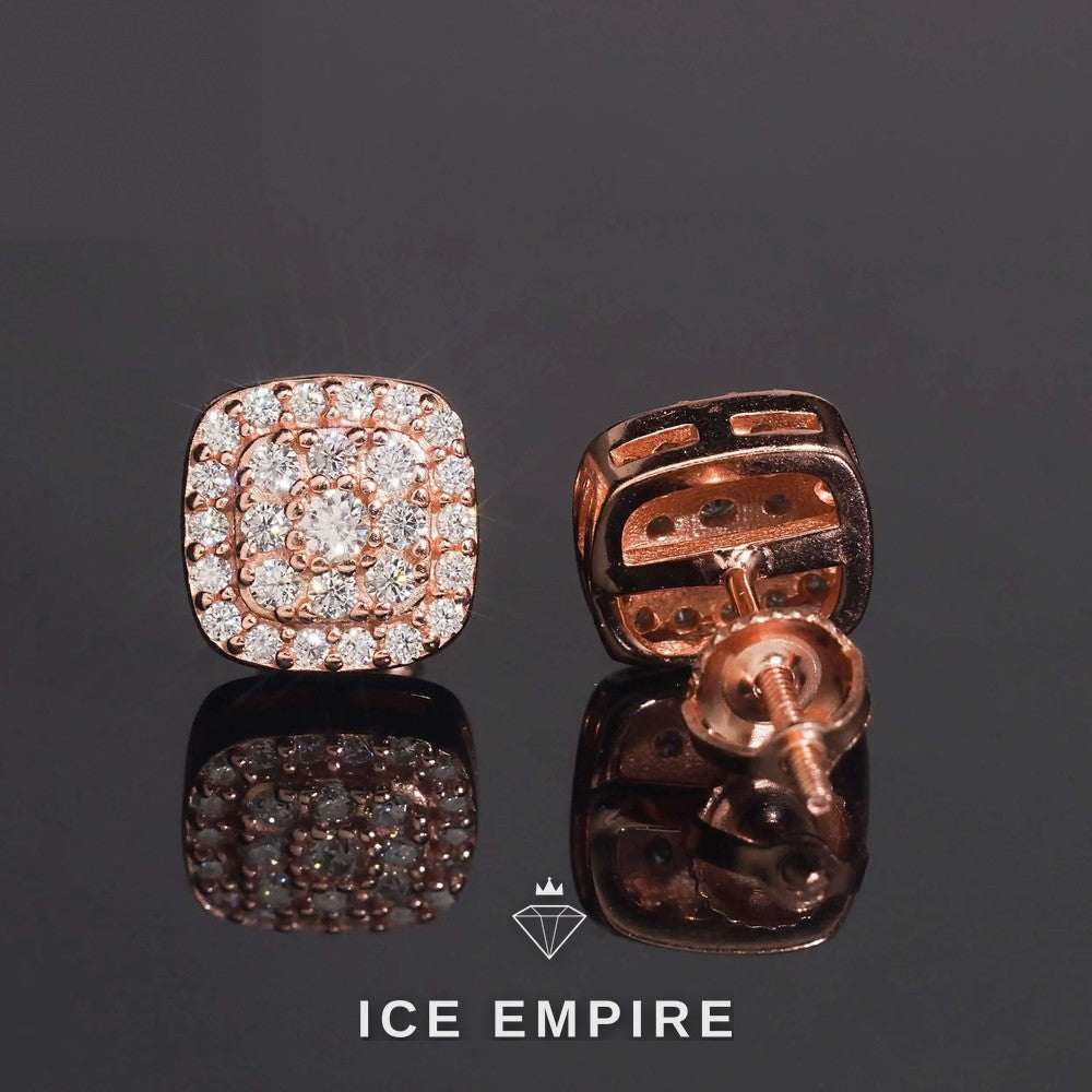 Iced Out 925 Silver Moissanite Stud Earrings