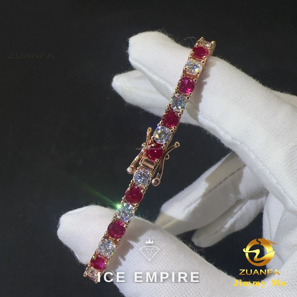 Iced Out Cluster Rose Gold Moissanite Tennis Chain