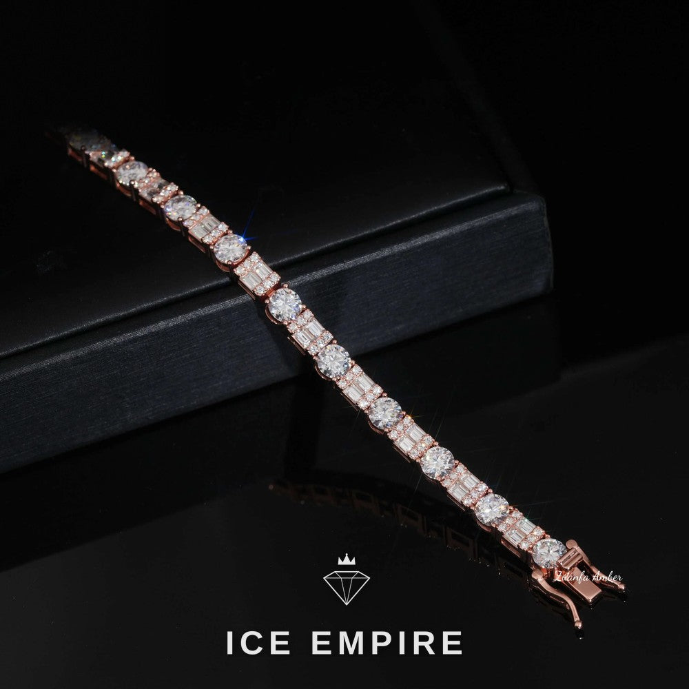 Iced Out Rose Gold Plated Lab Grown Diamond Tennis Chain