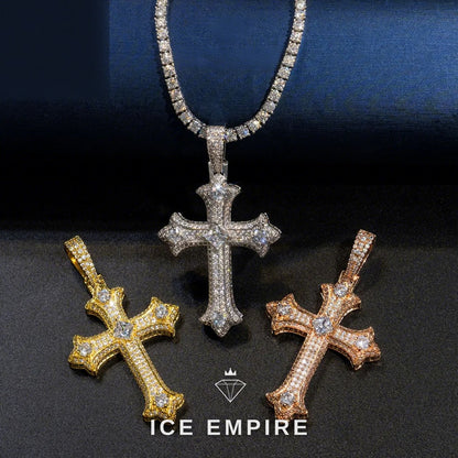 Iced Out Cross 925 Silver Pendant
