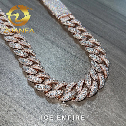 Iced Out Rose Gold Plated Moissanite Cuban Chain