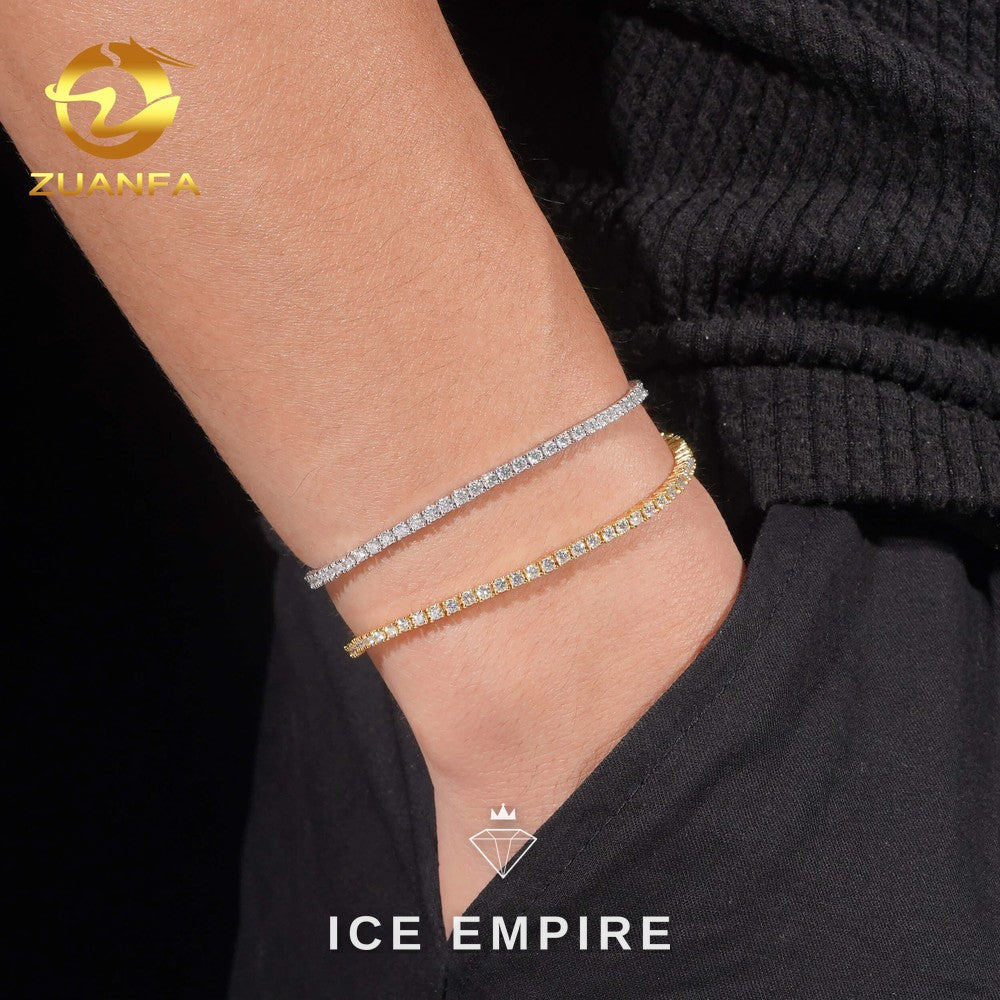 Iced Out 925 Silver Moissanite Tennis Chain