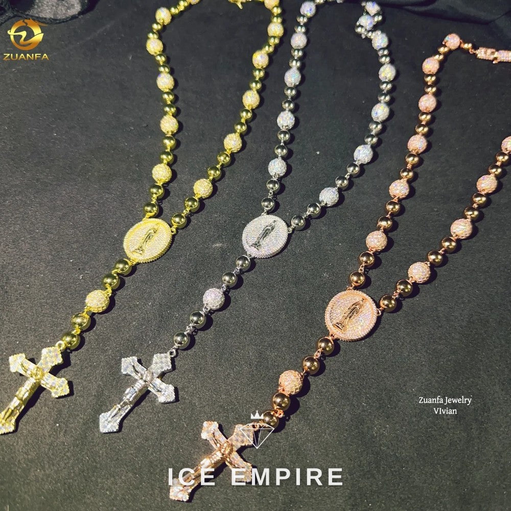 Iced Out Rose Gold Moissanite Cuban Chain