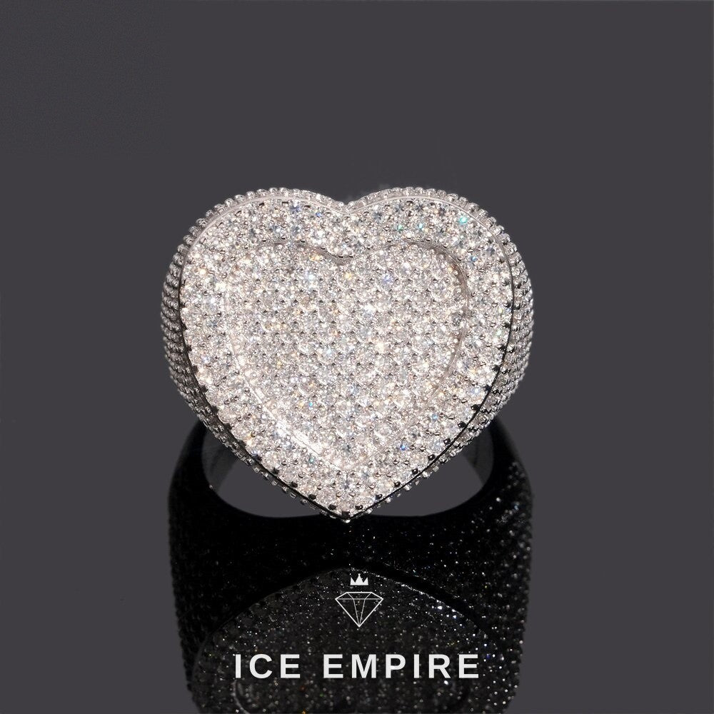 Iced Out Heart Rose Gold Plated Moissanite Ring