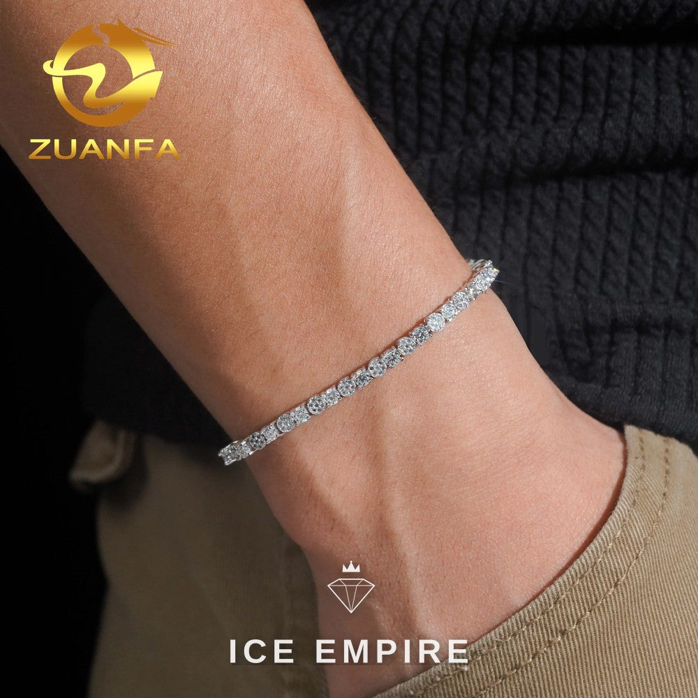 Iced Out 925 Silver Moissanite Tennis Bracelet