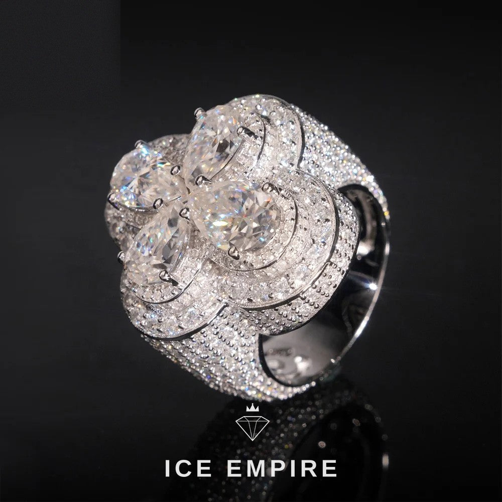 Iced Out Cross 925 Silver Moissanite Ring