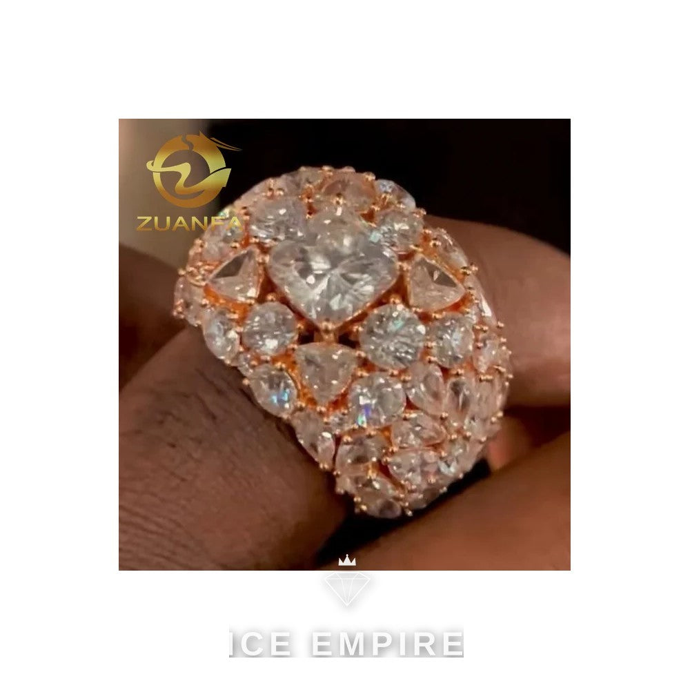 Iced Out Cluster 925 Silver Moissanite Ring