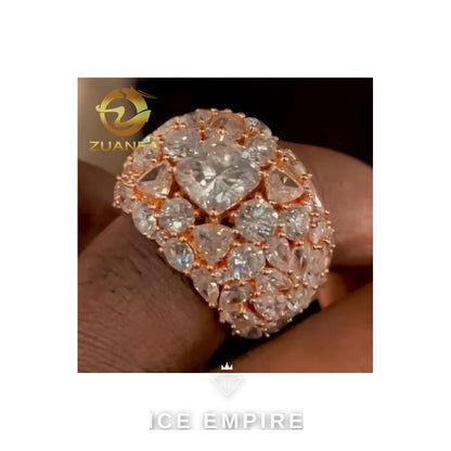 Iced Out Cluster 925 Silver Moissanite Ring