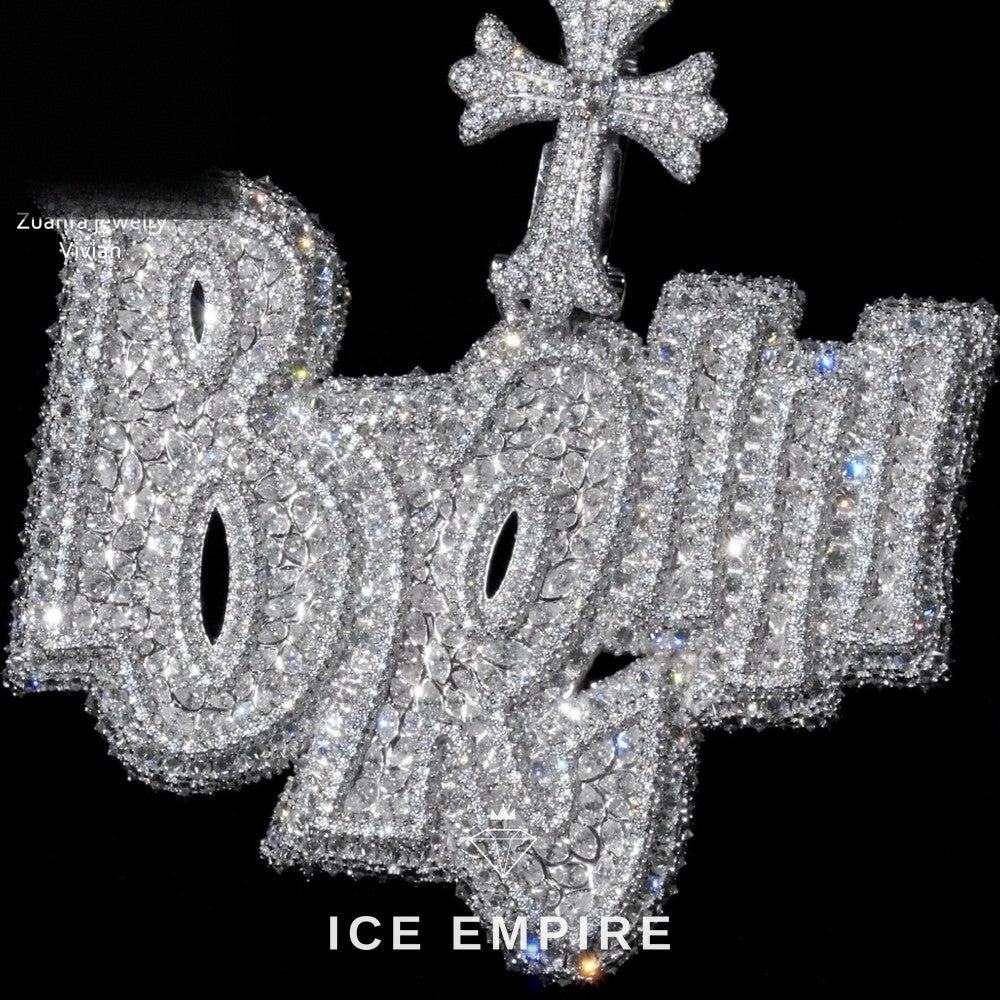 Iced Out Cross 925 Silver Moissanite Pendant