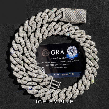 Iced Out Baguette 18K Gold Moissanite Cuban Chain