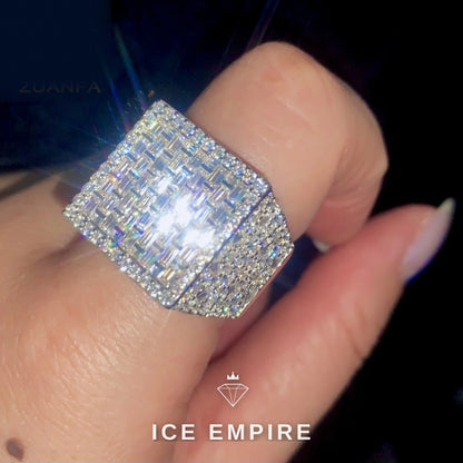 Iced Out Baguette 925 Silver Moissanite Ring