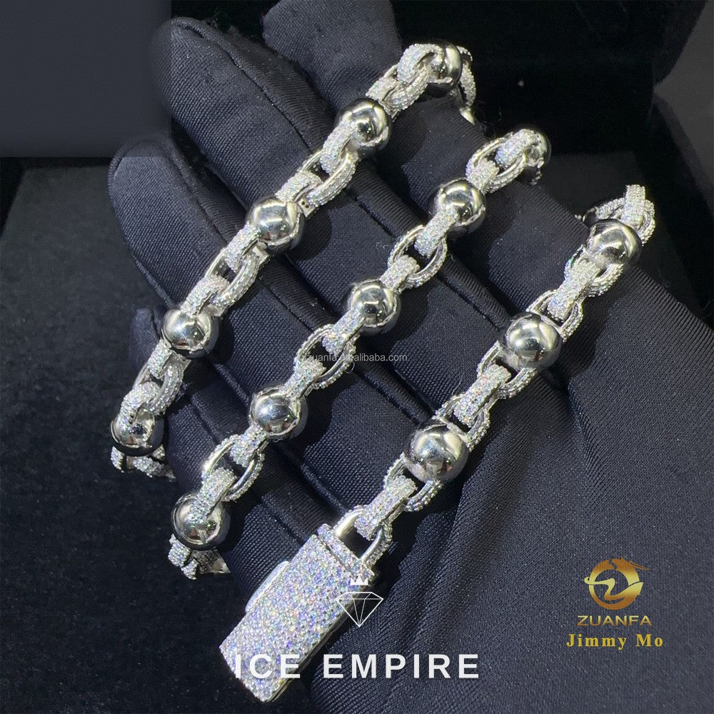 Iced Out 925 Silver Moissanite Cuban Chain