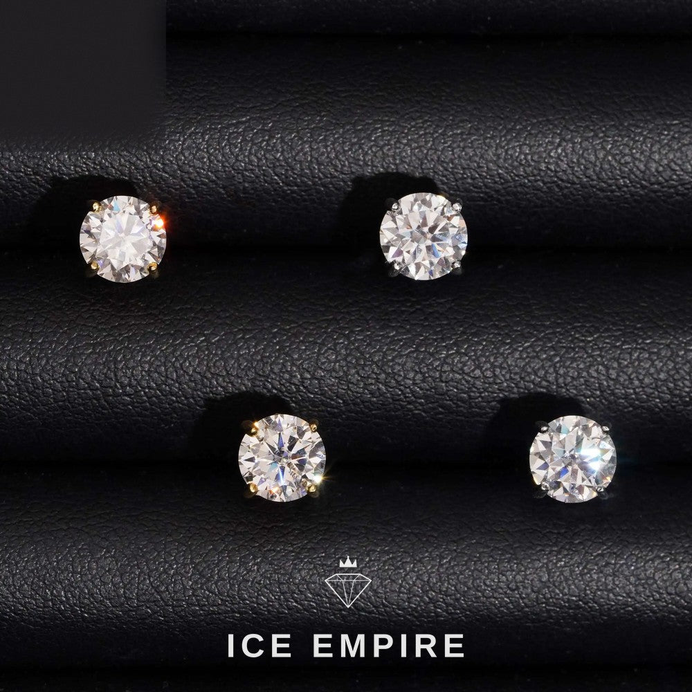 Iced Out 10K Gold Lab Grown Diamond Stud Earrings