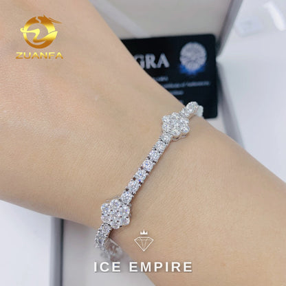 Iced Out Cluster Rose Gold Plated Moissanite Cuban Chain