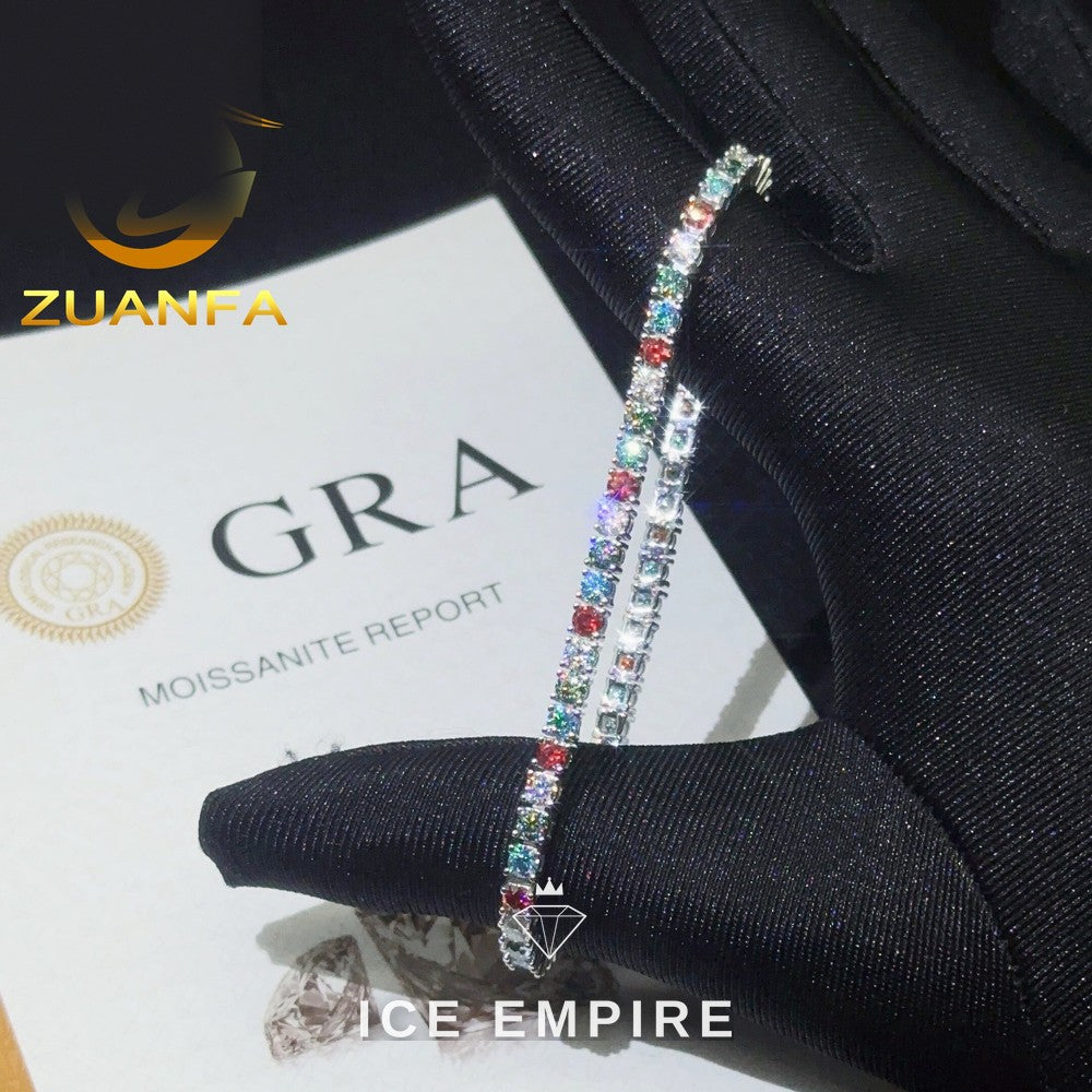 Iced Out 925 Silver Moissanite Tennis Chain