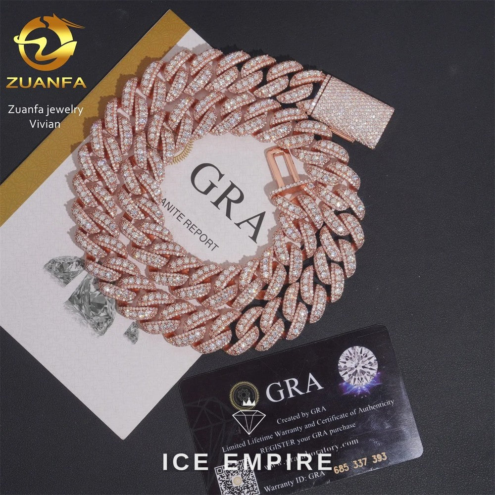 Iced Out Rose Gold Plated Moissanite Cuban Chain