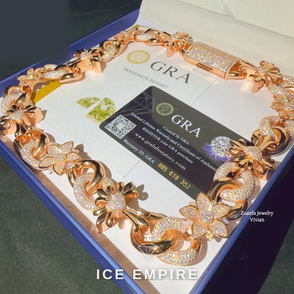 Iced Out Rose Gold Plated Moissanite Cuban Chain