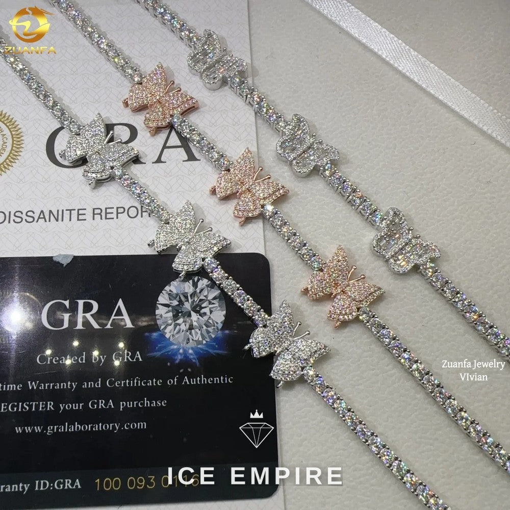 Iced Out 925 Silver Moissanite Tennis Chain