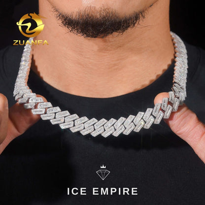 Iced Out Baguette Rose Gold Plated Moissanite Cuban Chain