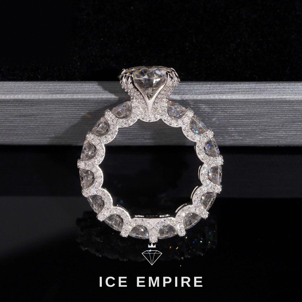 Iced Out 925 Silver Moissanite Engagement Ring