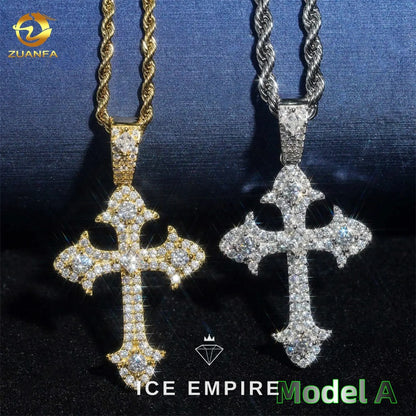 Iced Out Cross 925 Silver Pendant