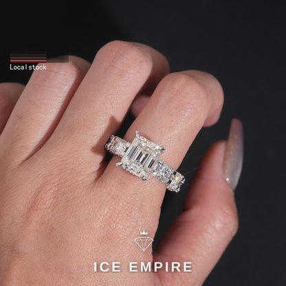 Iced Out 925 Silver Moissanite Wedding Band