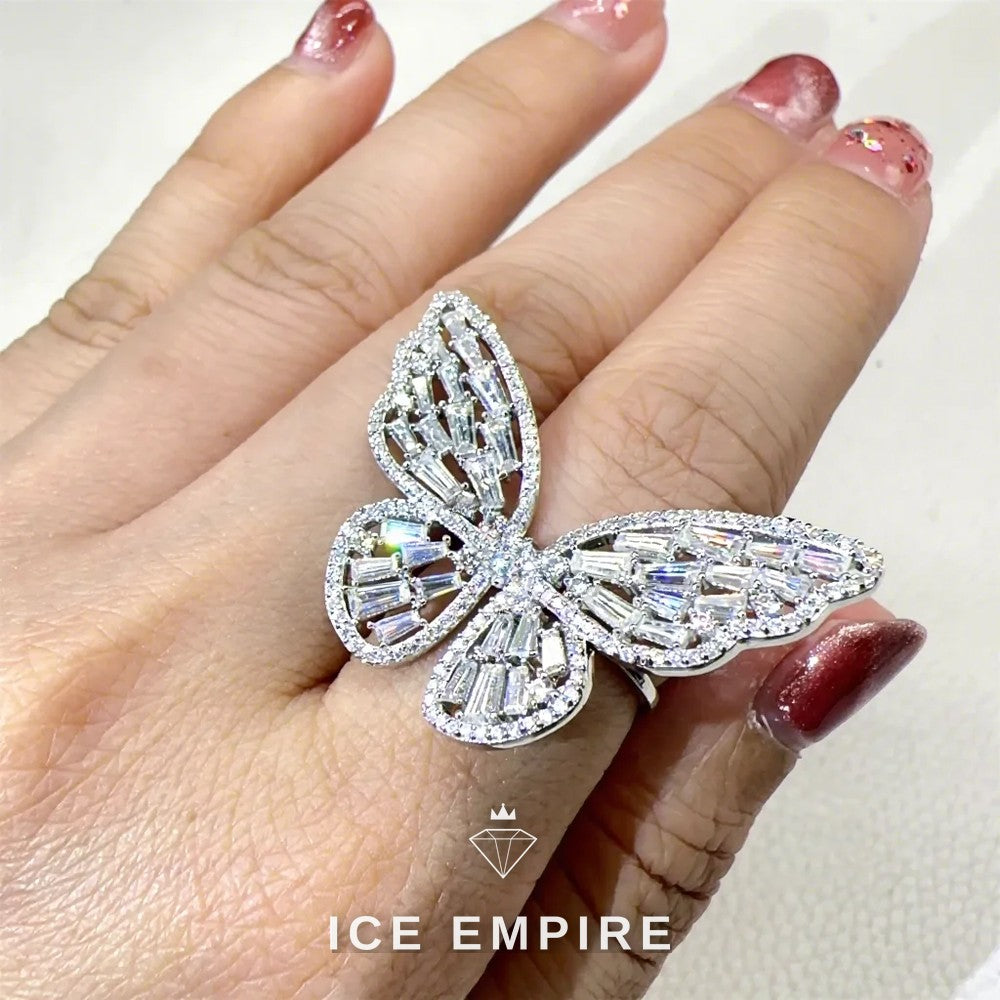 Iced Out Baguette 925 Silver Moissanite Ring