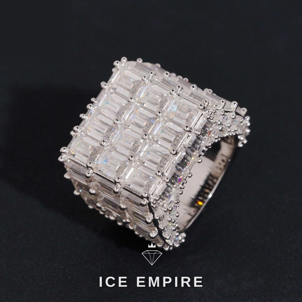 Iced Out 925 Silver Moissanite Ring