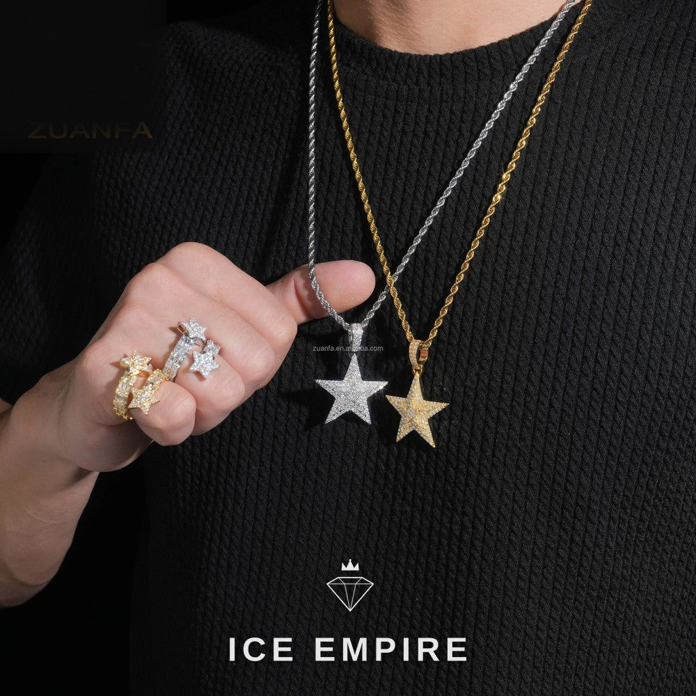 Iced Out Cross 925 Silver Pendant