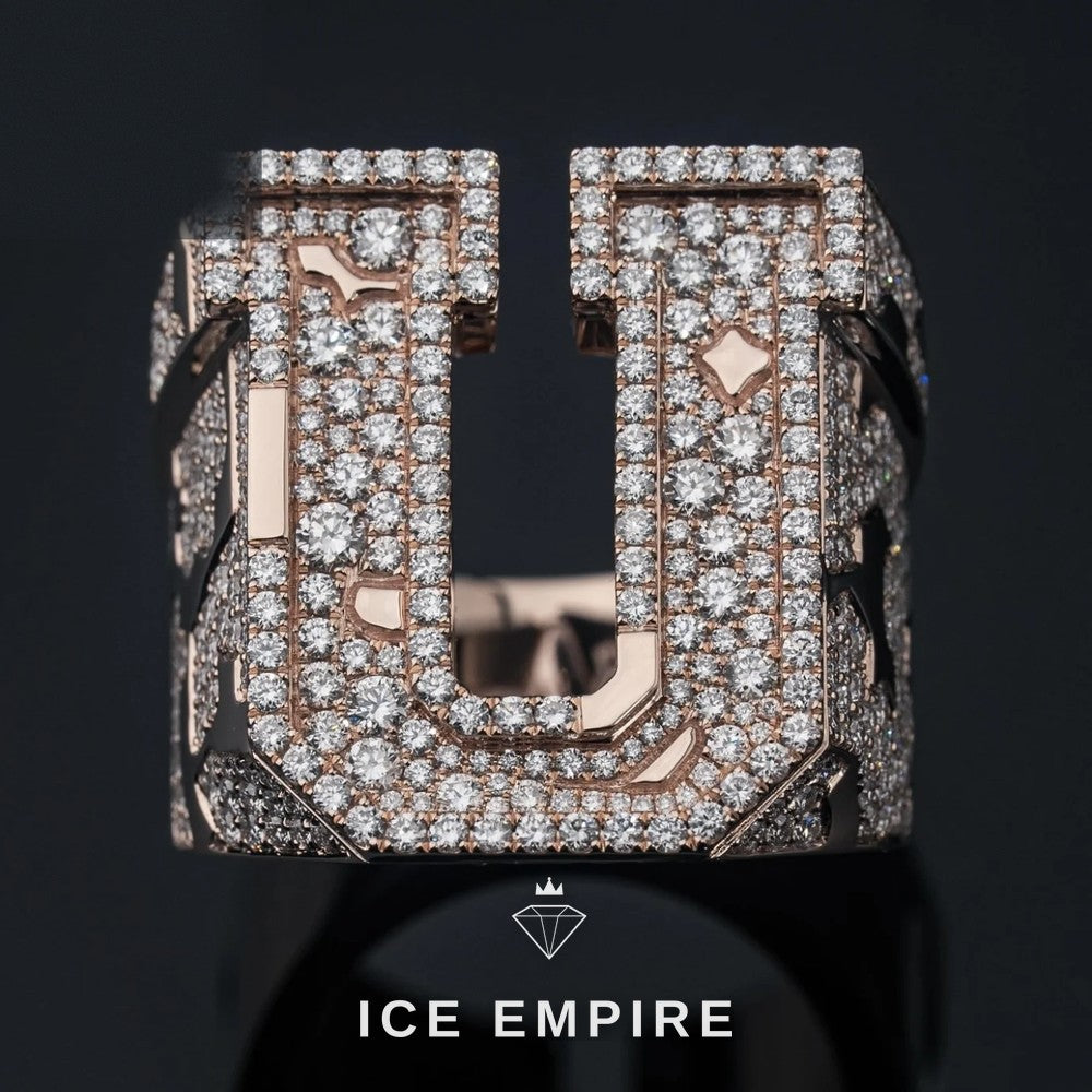 Iced Out Rose Gold Plated Moissanite Ring