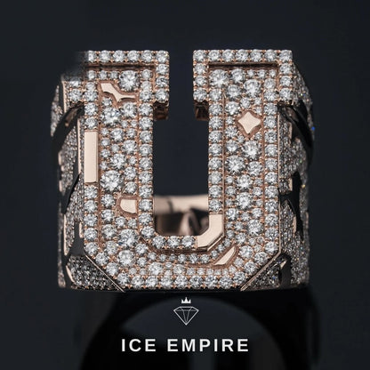 Iced Out Rose Gold Plated Moissanite Ring
