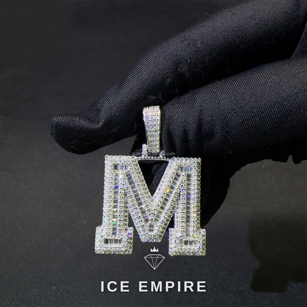 Iced Out Baguette Gold Plated Moissanite Pendant