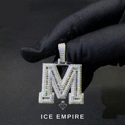 Iced Out Baguette Gold Plated Moissanite Pendant