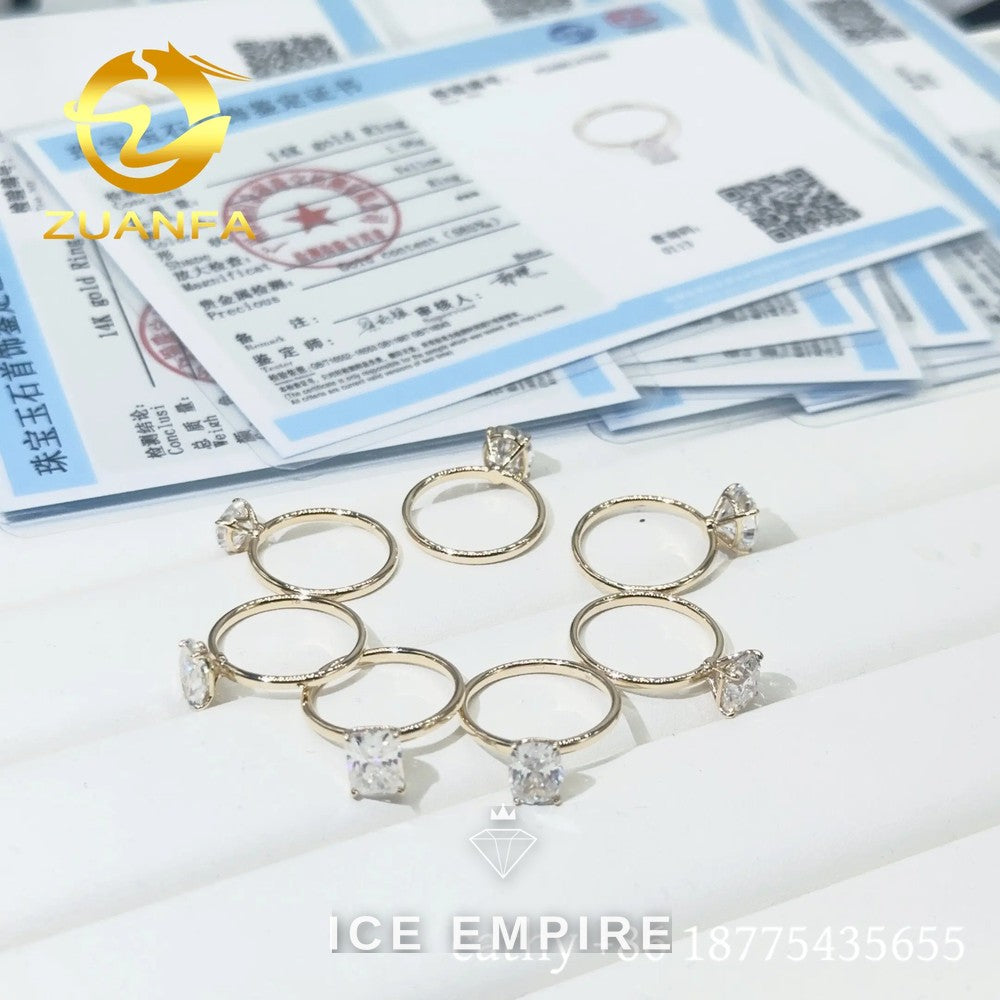 Iced Out 14K Gold Moissanite Engagement Ring