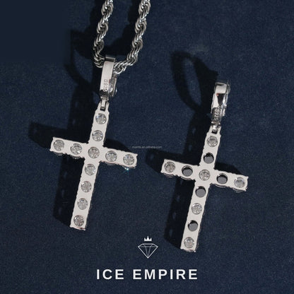Iced Out Cross Gold Plated Moissanite Pendant