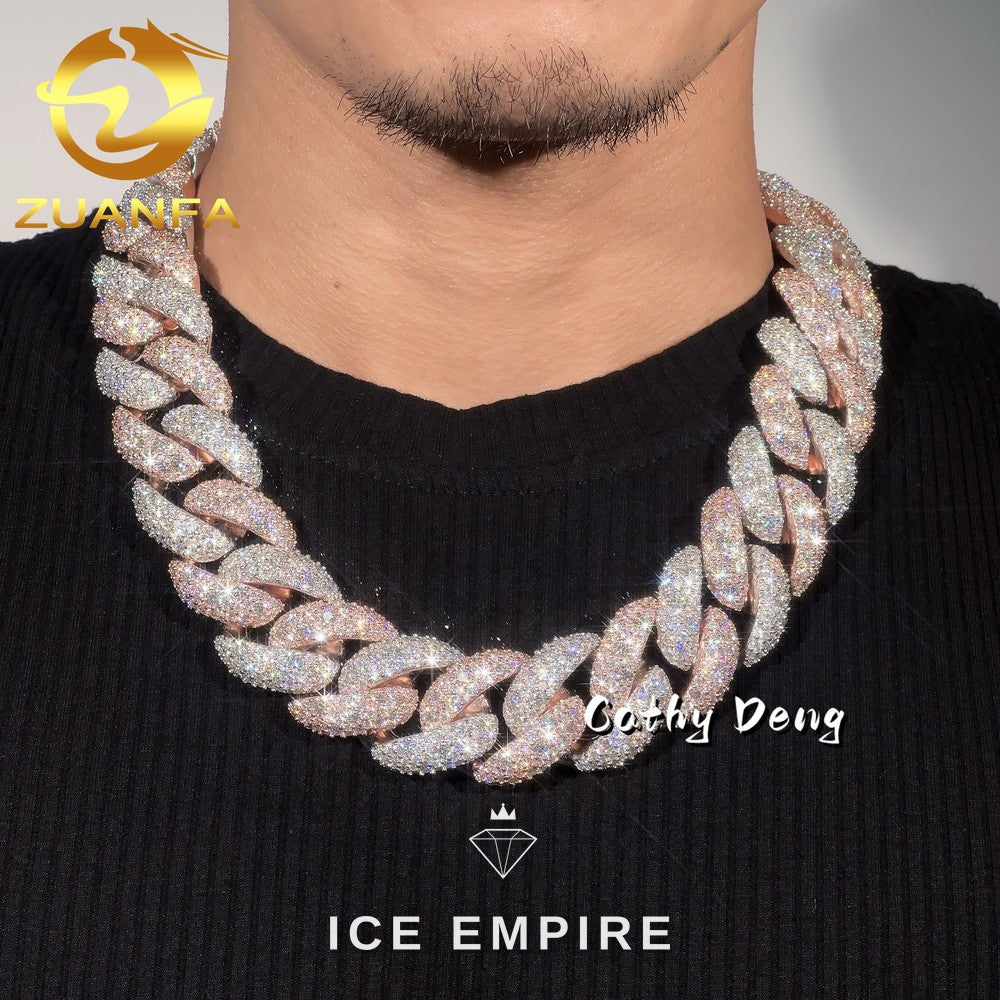 Iced Out Rose Gold Plated Moissanite Cuban Chain