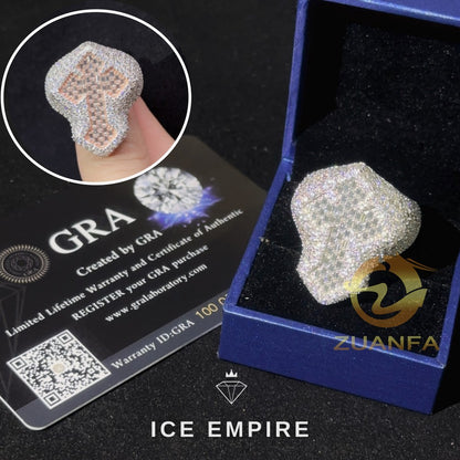 Iced Out Baguette 18K Gold Moissanite Engagement Ring