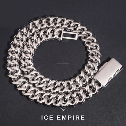 Iced Out Baguette 925 Silver Moissanite Cuban Chain