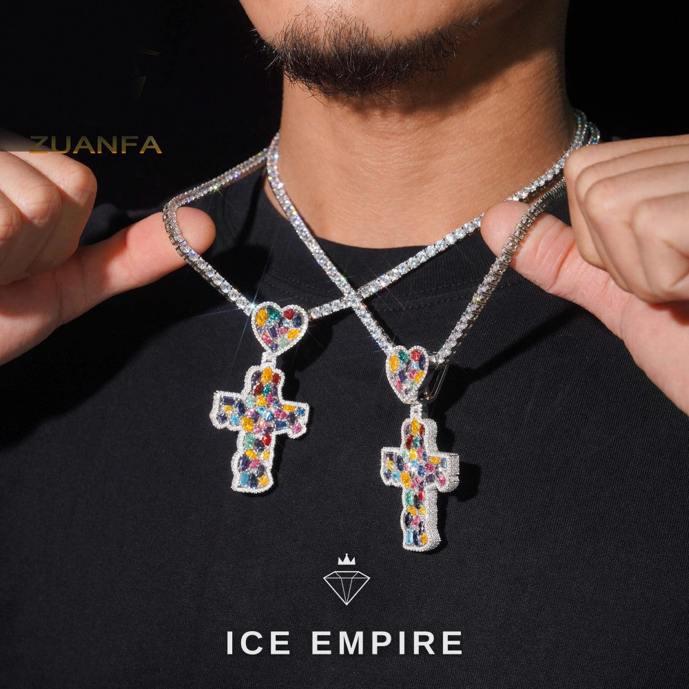 Iced Out Cross Rose Gold Plated Pendant