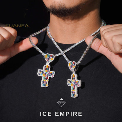 Iced Out Cross Rose Gold Plated Pendant