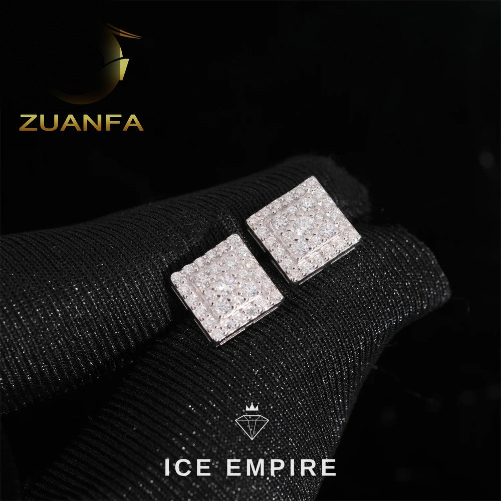 Iced Out Cluster 925 Silver Moissanite Stud Earrings